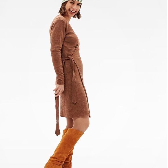 🐑By Basics🐑 Merino Wool Wrap Dress / Size L - Picture 6 of 9